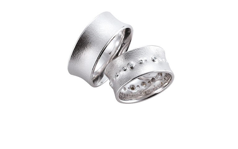 45042+45043-wedding rings, white gold 750 with brillants